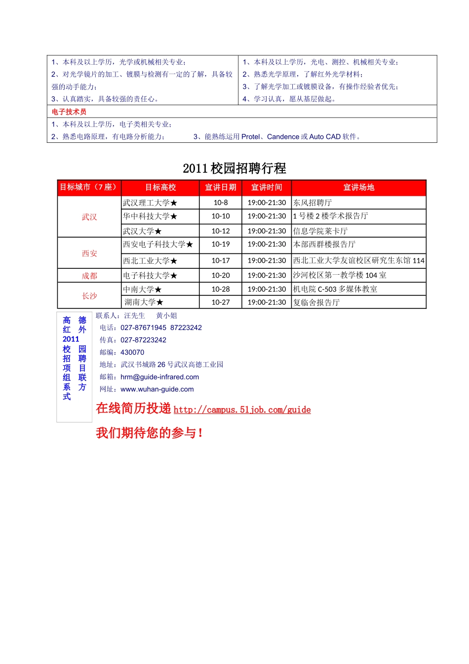 武汉高德红外股份有限公司XXXX校园招聘启动_第3页