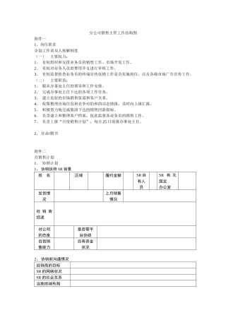 分公司销售主管工作结构图