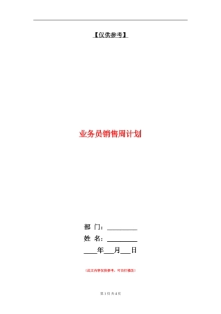 业务员销售周计划