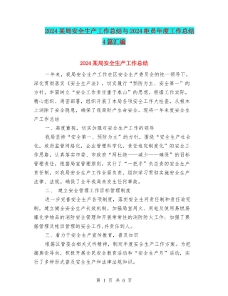 2024某局安全生产工作总结与2024柜员年度工作总结4篇汇编