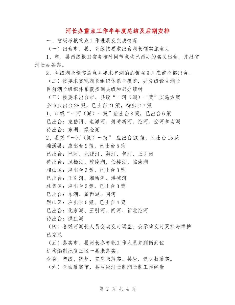 河长办重点工作半年度总结及后期安排_第2页
