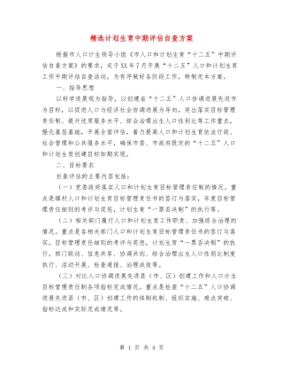计划生育中期评估自查方案