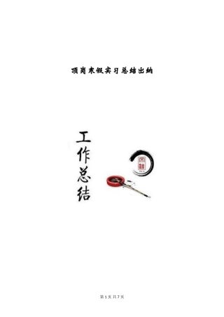 顶岗寒假实习总结出纳