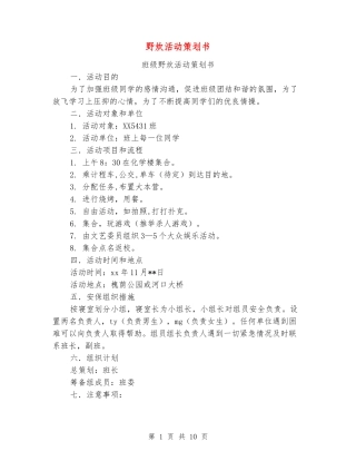 野炊活动策划书
