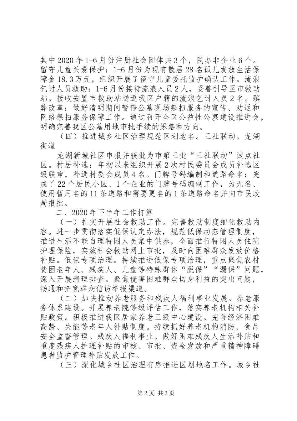 民政局半年工作总结和下年工作计划_第2页