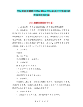 2024象棋比赛策划书与2024财务收支真实性检查自查报告汇编