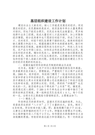 基层组织建设工作计划