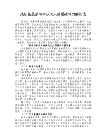 浅析基层消防中队灭火救援战斗力的形成(5)(1)
