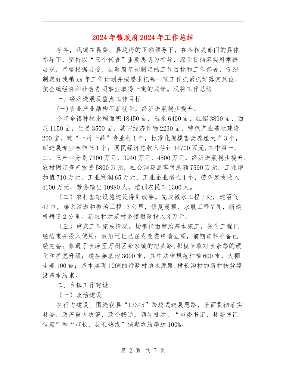 2024年镇政府2024年工作总结_第2页