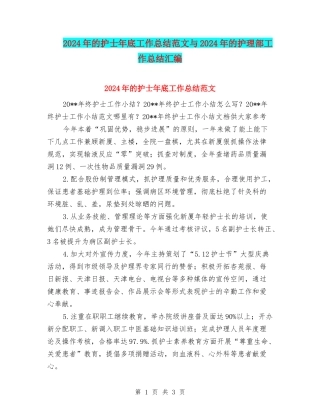 2024年的护士年底工作总结范文与2024年的护理部工作总结汇编