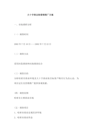 大十字商业街营销推广方案