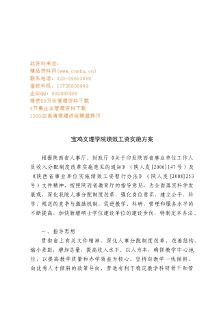 某学院绩效工资实施方案