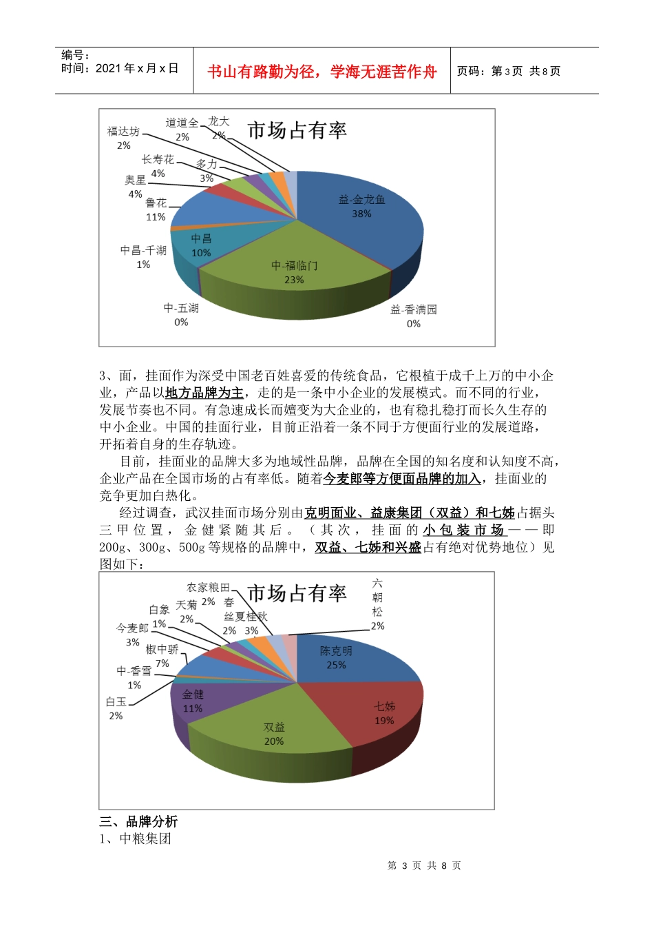 超市粮油产品市场占有率调查报告_第3页