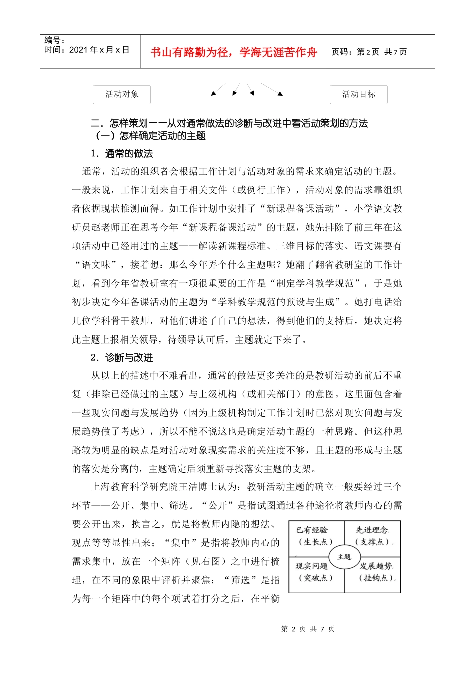 运筹于策划之中——谈教研活动策划的内容与方法_第2页