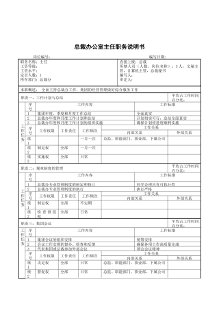 总裁办公室主任职务说明书