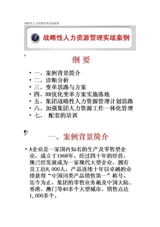 战略性人力资源管理实战案例