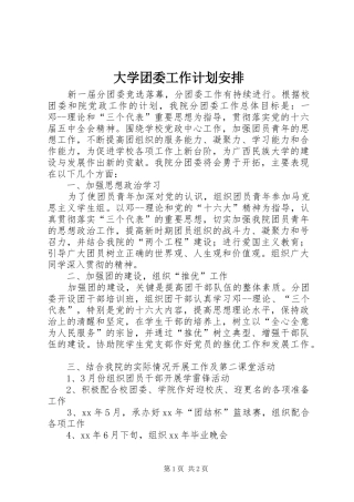 大学团委工作计划安排