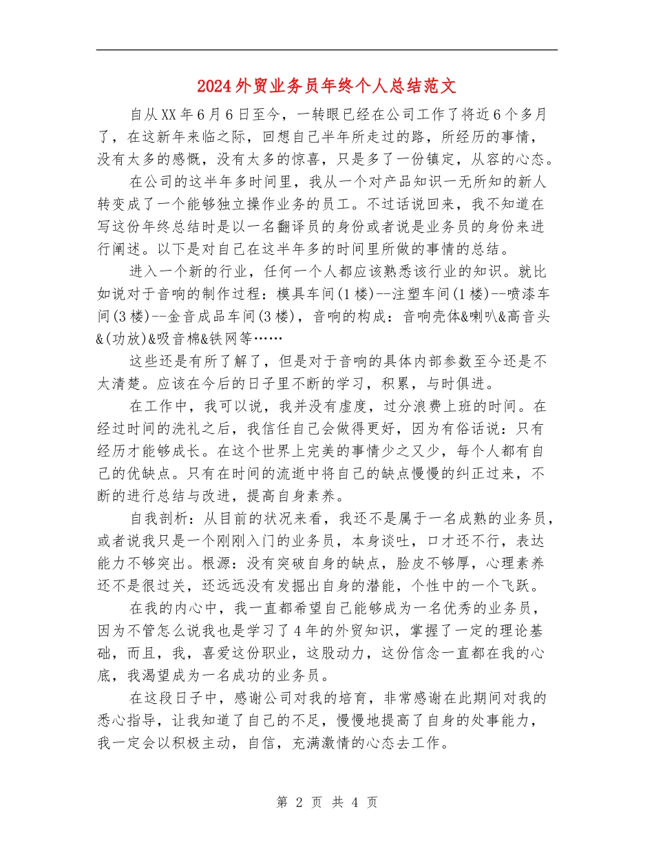 2024外贸业务员年终个人总结范文_第2页