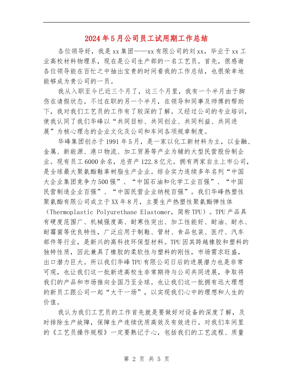 2024年5月公司员工试用期工作总结_第2页