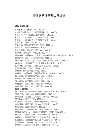 提前缴纳注册费人员统计