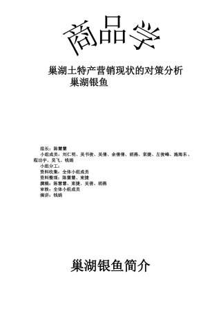 巢湖土特产营销现状的对策分析