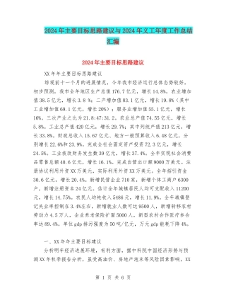 2024年主要目标思路建议与2024年义工年度工作总结汇编