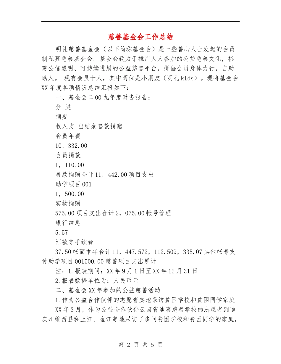慈善基金会工作总结_第2页