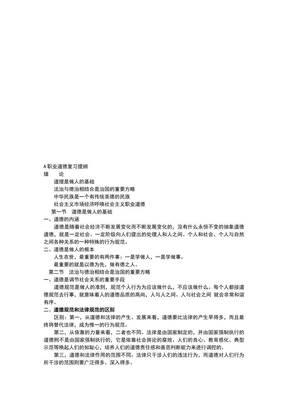 职业道德复习要点_第1页