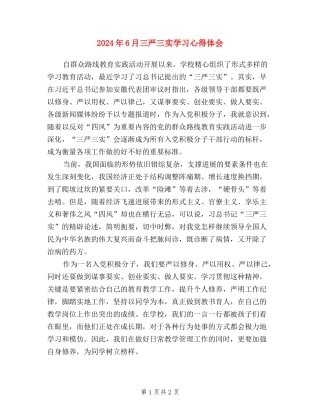2024年6月三严三实学习心得体会