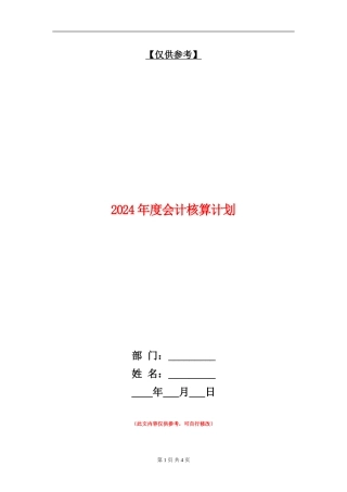 2024年度会计核算计划