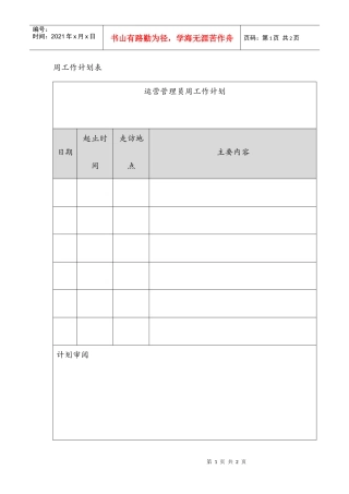 运营管理员周工作计划