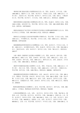 株洲南方阀门股份有限公司招聘设备安全员1名，男性，25-45