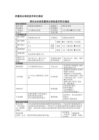 质量保证部检查员岗位说明书