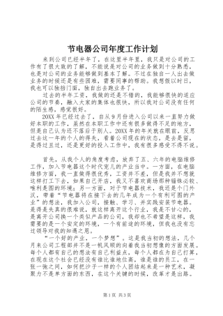 节电器公司年度工作计划