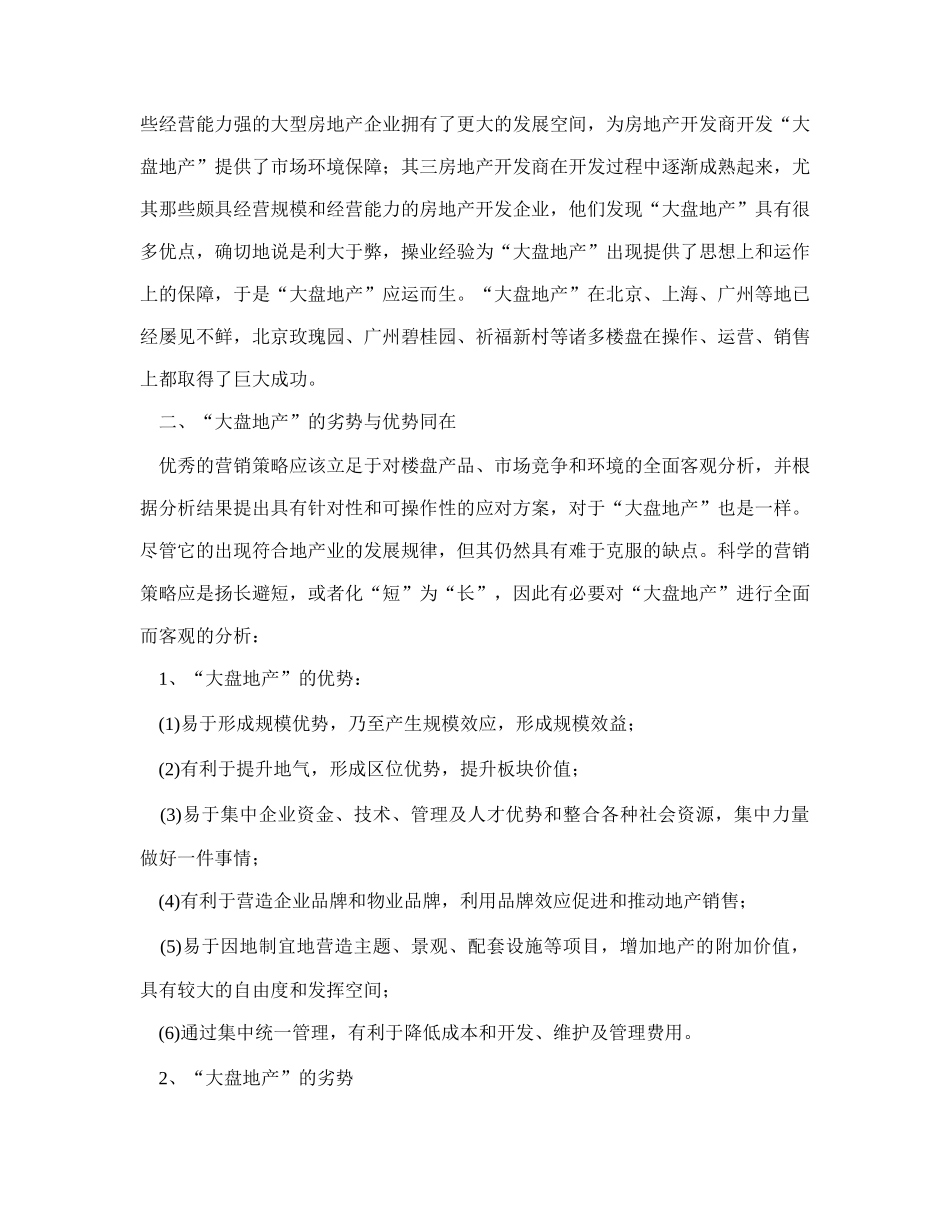 大盘地产的营销策略研究报告_第2页