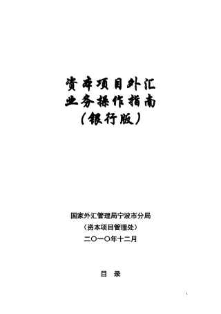 资本项目外汇业务操作指南