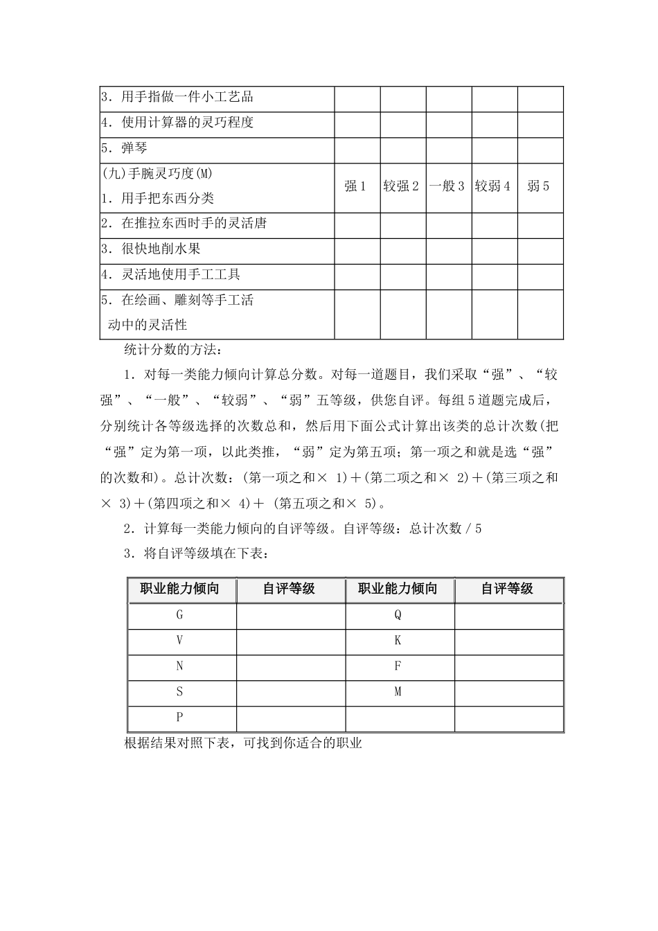 职业能力倾向简易测评表_第3页