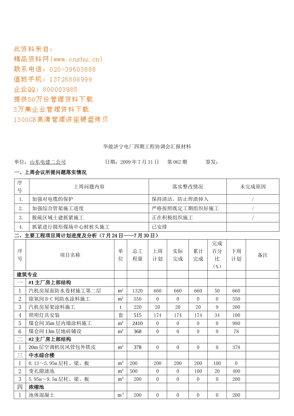 某某电厂四期工程协调会汇报材料_第1页