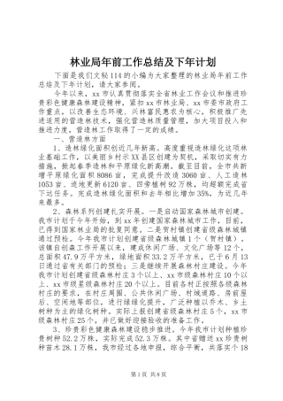 林业局年前工作总结及下年计划