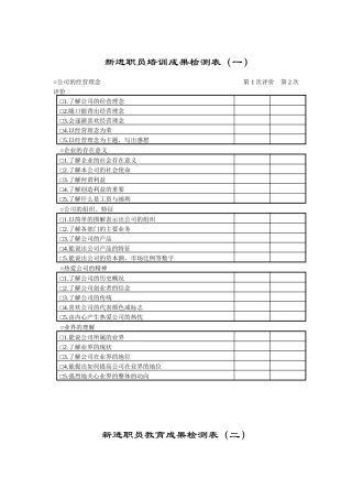 新进员工培训效果检测