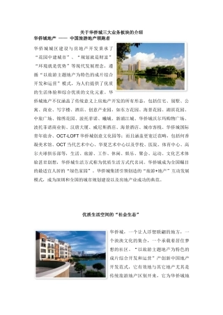 关于华侨城三大业务板块的介绍