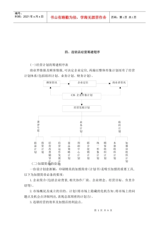 连锁店经营筹建程序表