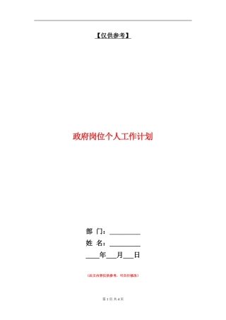 政府岗位个人工作计划