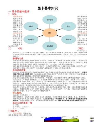 显卡基础知识培训