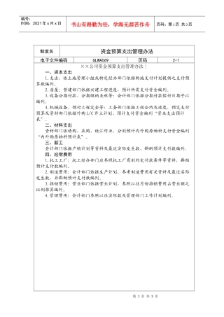 资金预算支出管理办法