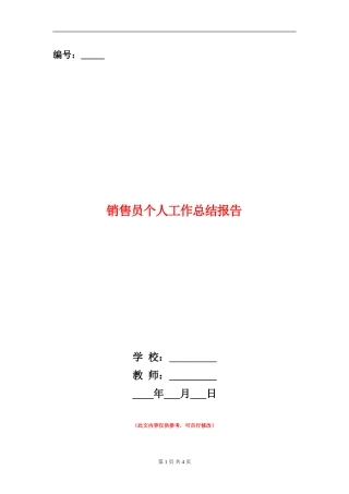 销售员个人工作总结报告