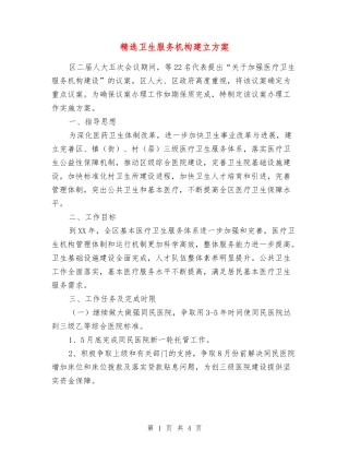 卫生服务机构建立方案