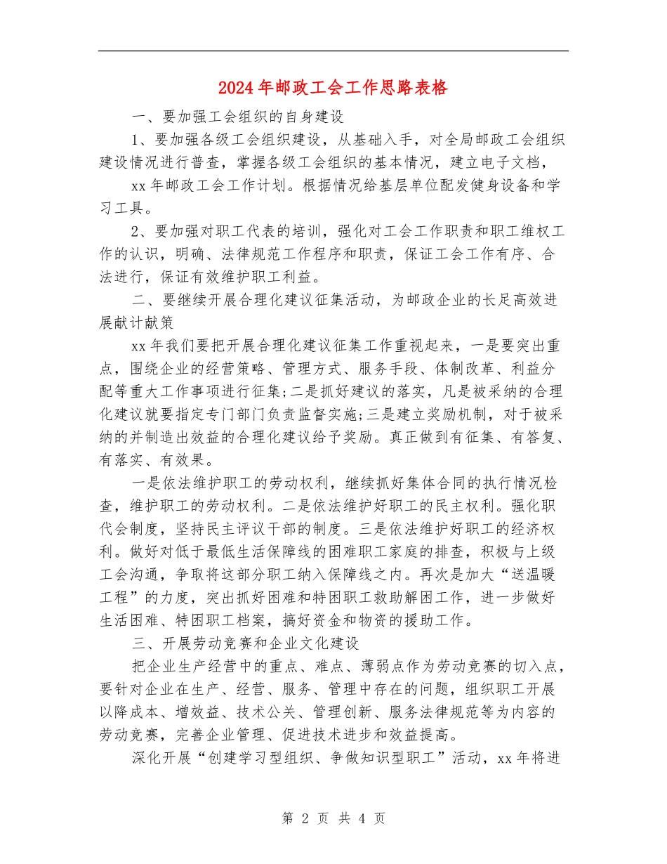 2024年邮政工会工作思路表格_第2页