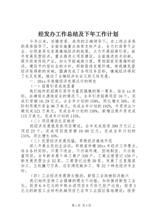 经发办工作总结及下年工作计划