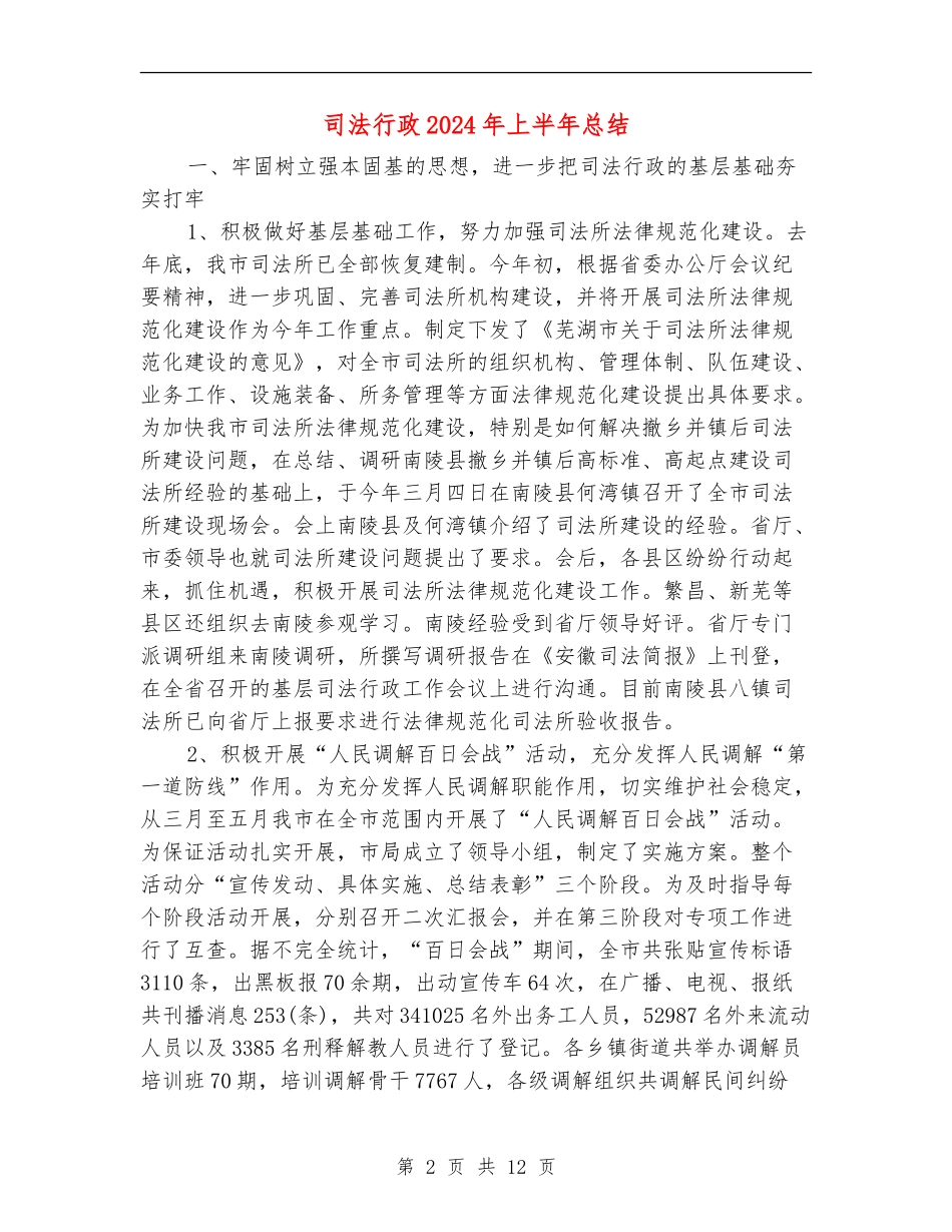 司法行政2024年上半年总结_第2页